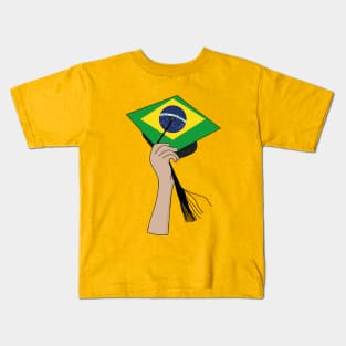 Holding the Square Academic Cap Brazil Kids T-Shirt